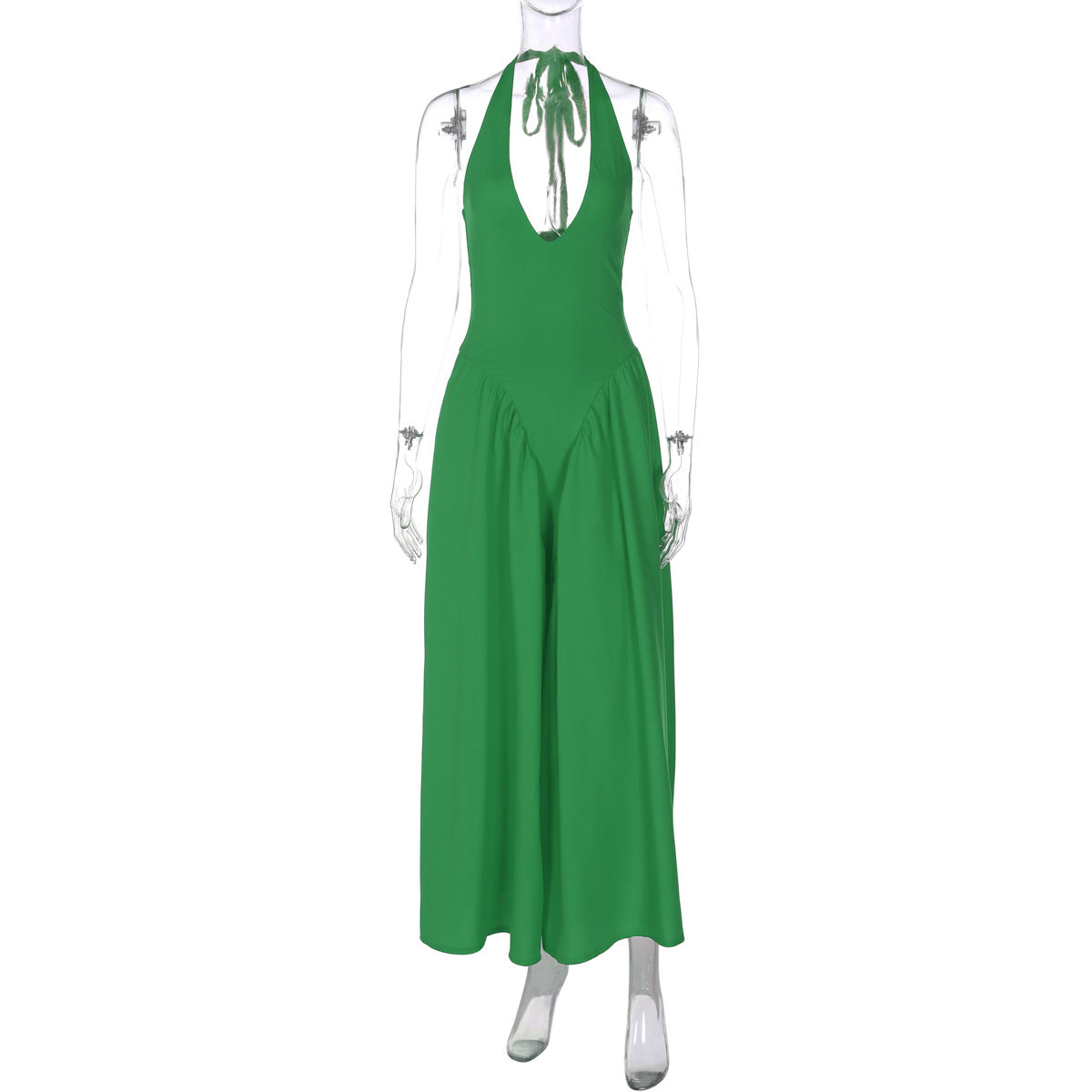 Deep V Lace Hollow-Out Maxi Dress Elegant Casual Dress