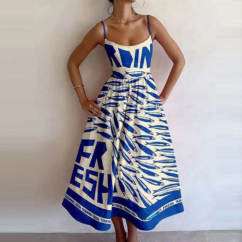 New Women's Casual A-Line Dress Solid Color Pleated Maxi Dress