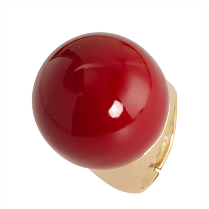 Fashionable Pearl Inlay Adjustable Open Ring For Women