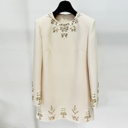 Elegant Beaded Long Sleeve Dress