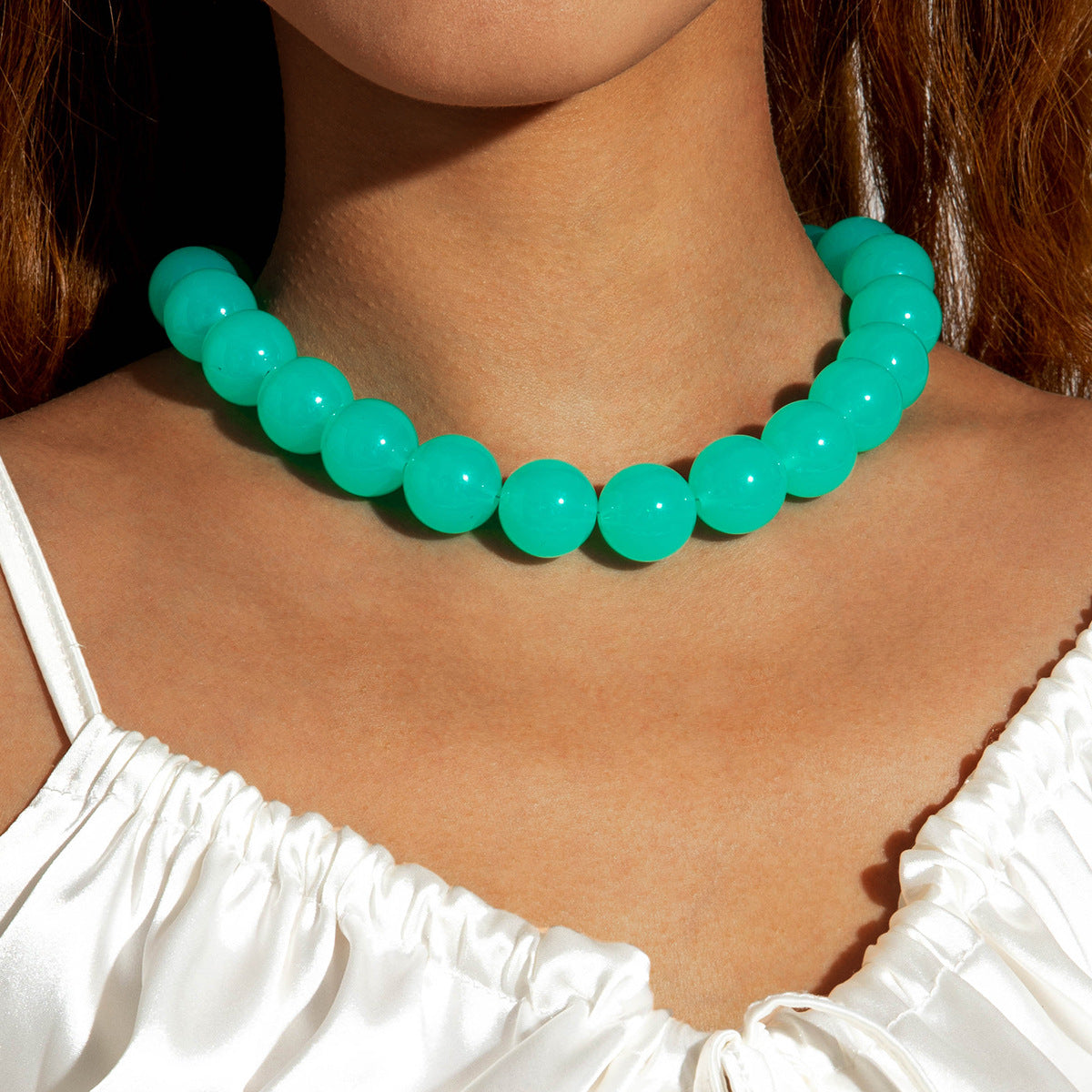 Dopamine Colorful Acrylic Beaded Necklace Trendy Sweet Style