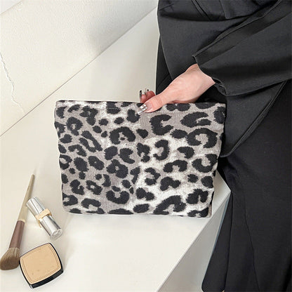 Leopard Print Color Block Portable Cosmetic Bag