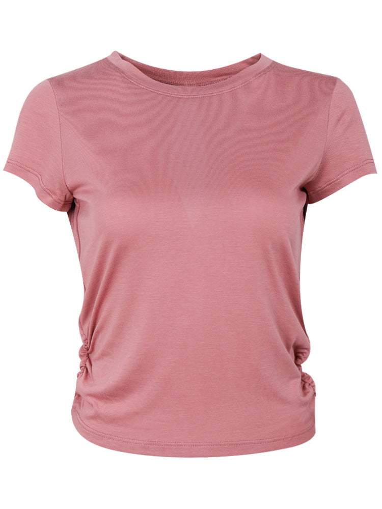 Solid Color Women'S Gym Pink Black White Yoga Crop Top Yoga Shirt Sexy Back Hollow Short Sleeve Sports T-Shirt Fitness Quick-Dry Yoga Clothes Top