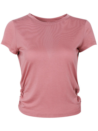 Solid Color Women'S Gym Pink Black White Yoga Crop Top Yoga Shirt Sexy Back Hollow Short Sleeve Sports T-Shirt Fitness Quick-Dry Yoga Clothes Top