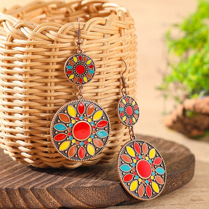 Colorful Alloy Drop Earrings Bohemian Style Fashionable Accessories