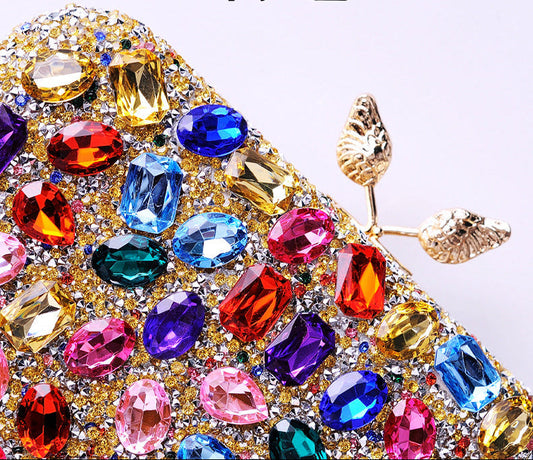 Gemstone Evening Clutch Colorful Resin Bag Stylish Party Purse