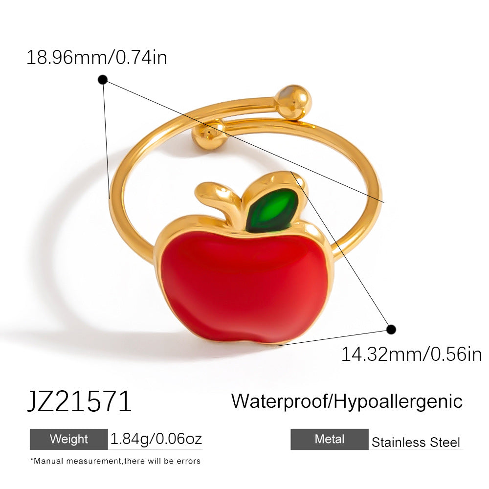 Fruit Pattern Stainless Steel Rings Cute Student Accessories