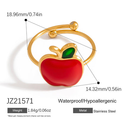 Fruit Pattern Stainless Steel Rings Cute Student Accessories