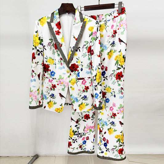 Trendy Printed Blazer And Pants Set