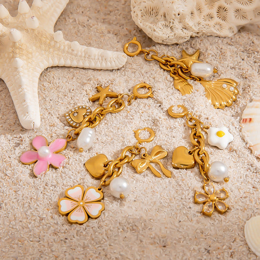 Stainless Steel Bikini Clips with Flower Pearl Pendant DIY Jewelry