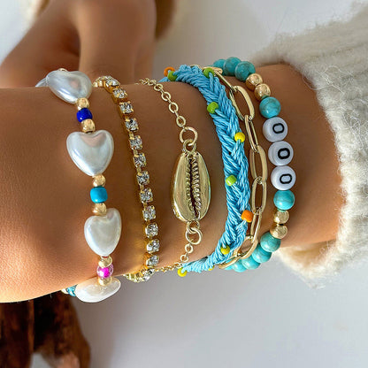 Bohemian Seashell Beaded Anklets Set With Starfish Elements