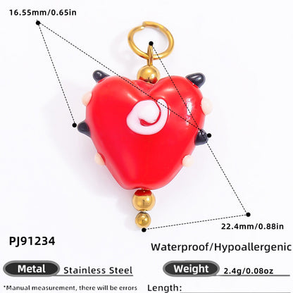 Colorful Heart Moon Pendant Charm Stainless Steel DIY Earrings