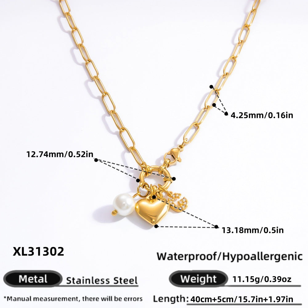 DIY Stainless Steel Heart Pendant Necklace with 18k Gold Plating