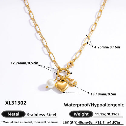 DIY Stainless Steel Heart Pendant Necklace with 18k Gold Plating