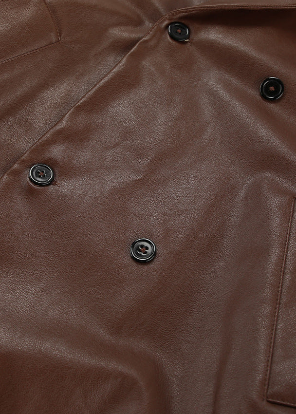 Oversized Double Breasted Jacket Brown High Quality