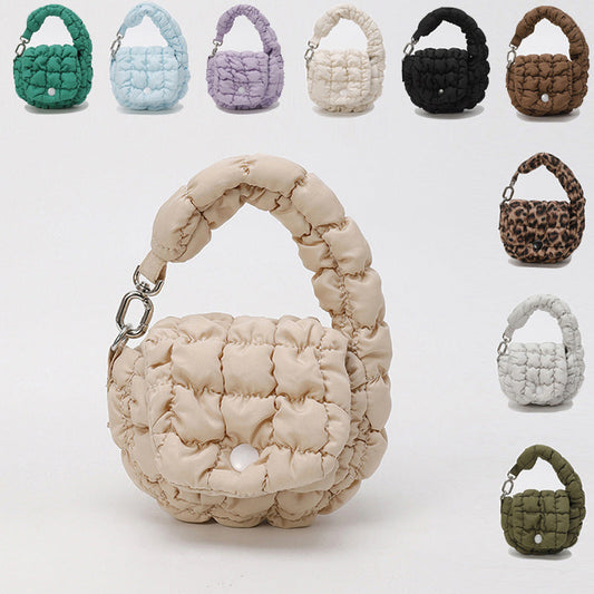 Wrinkled Cloud Mini Pouch Bag Trendy Nylon Handheld Accessory