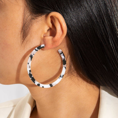 Geometric Leopard Print Resin Drop Earrings For Women