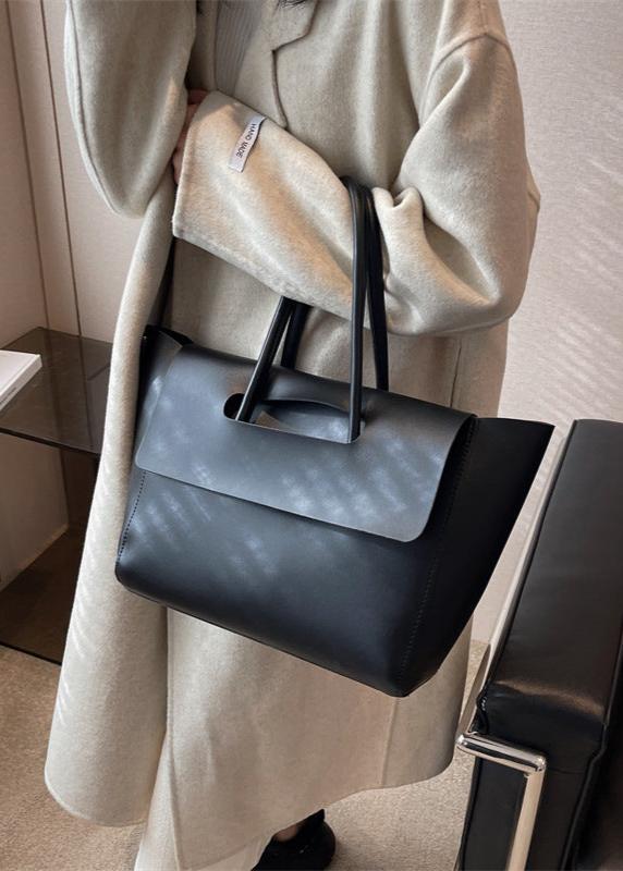 Spacious Pu Tote Bag With Minimalist Flap Design