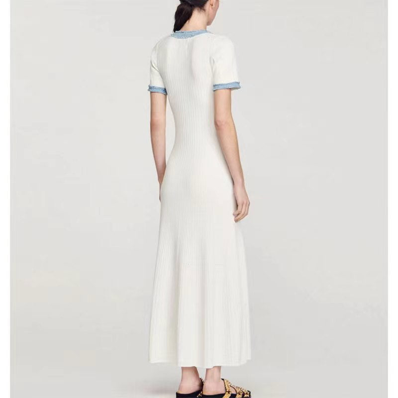 Elegant Short Sleeve Button Up Maxi Dress