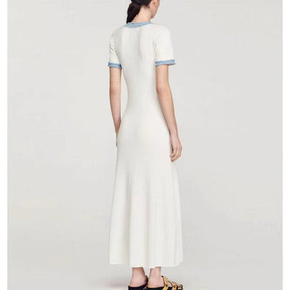 Elegant Short Sleeve Button Up Maxi Dress