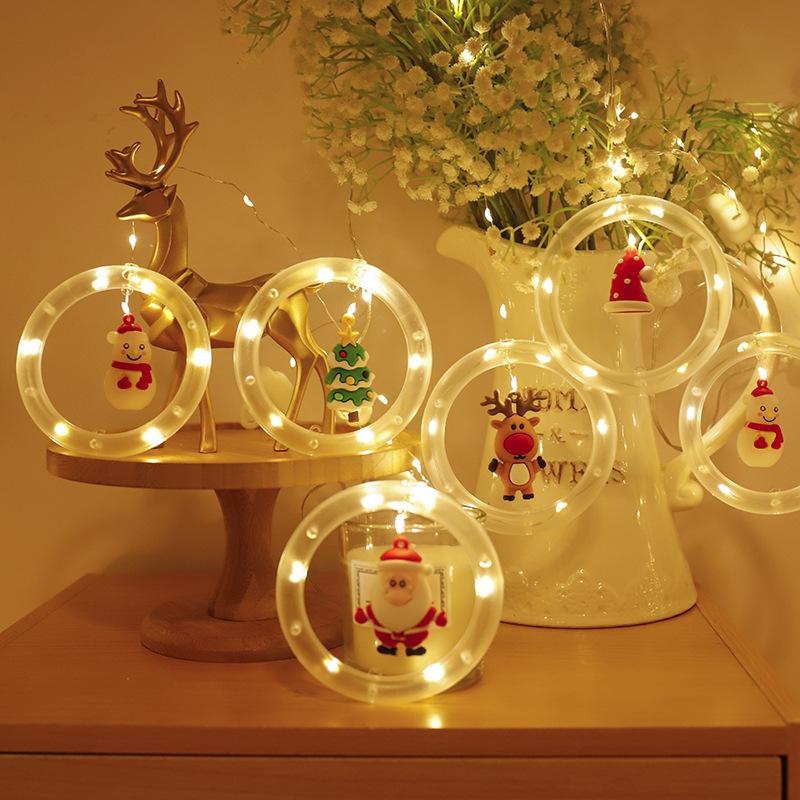 Christmas Lights String Santa Cartoon Curtain Lights Led Lights Room Window Decoration
