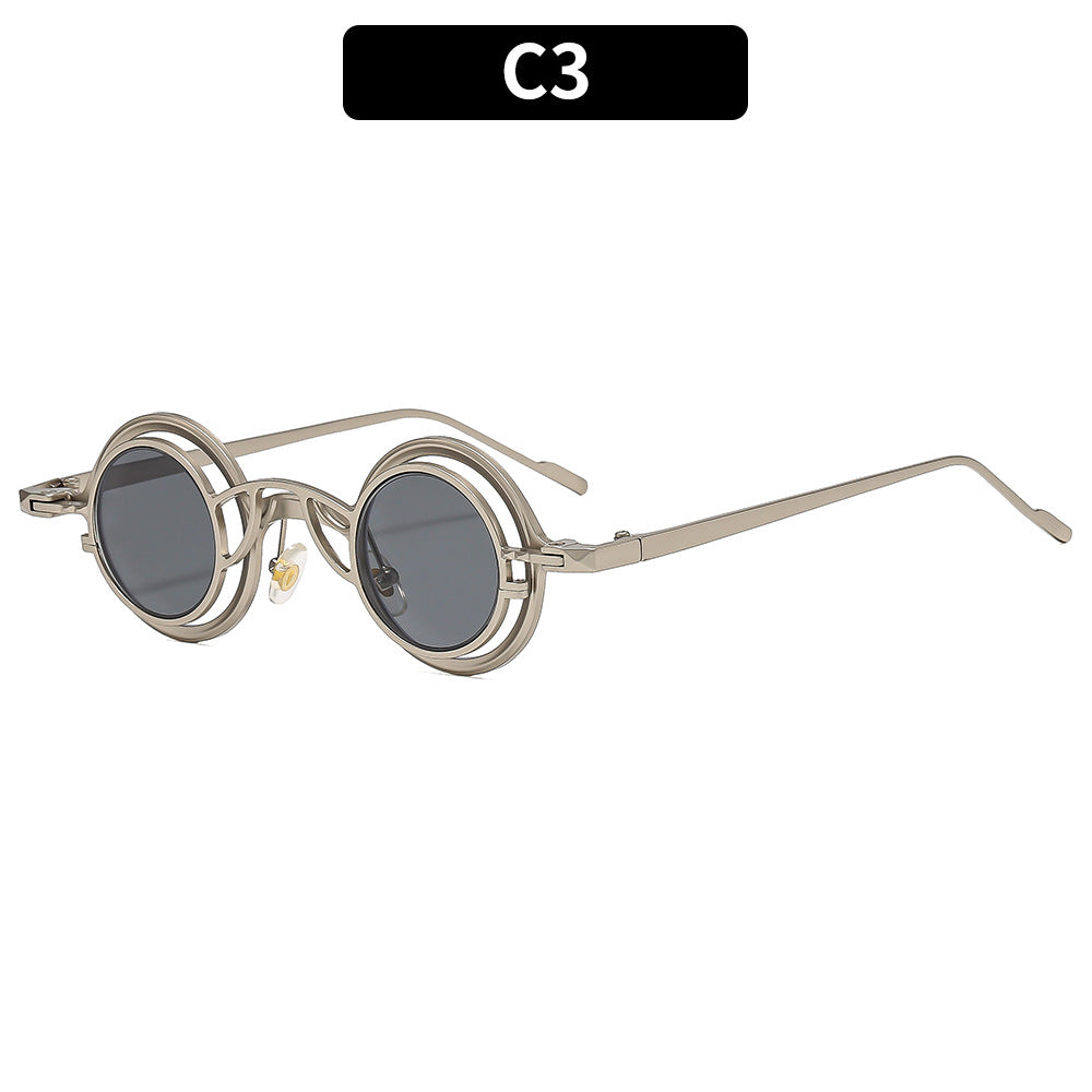 Retro Round Metal Sunglasses Fashionable UV400 Protection