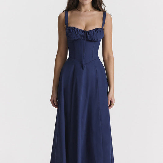 Floral Print Maxi Dress Gentle French Style Sleeveless Sundress