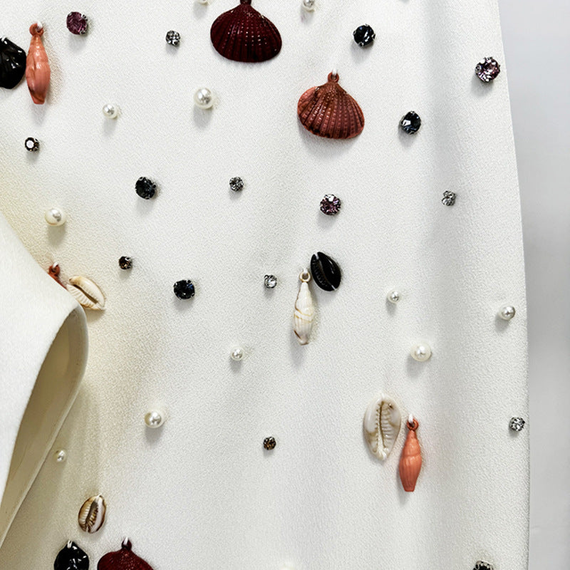 Shell Embellished Top and Mermaid Skirt Set
