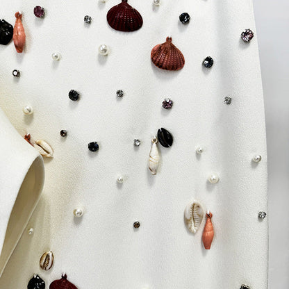 Shell Embellished Top and Mermaid Skirt Set