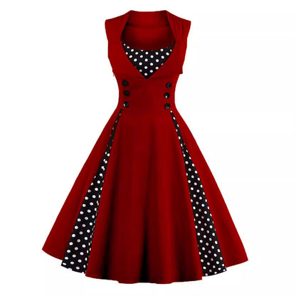 Gothic Retro Polka Dot Dress Elegant Midi Dress