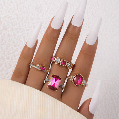 Snake Heart Shaped Gemstone Rings Jewelry Set