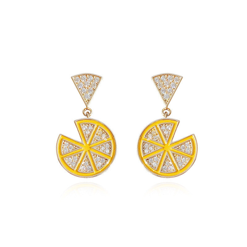 Needle Fruit Lemon Slice Earrings Exquisite Japanese And Korean Simple And Cute Earrings Fresh Earrings