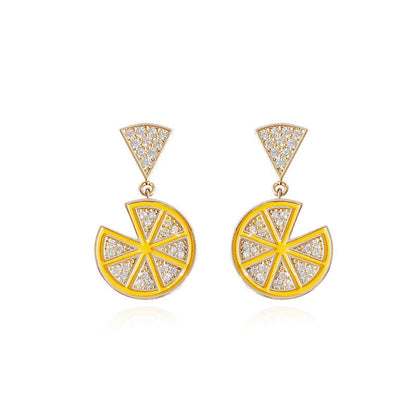 Needle Fruit Lemon Slice Earrings Exquisite Japanese And Korean Simple And Cute Earrings Fresh Earrings