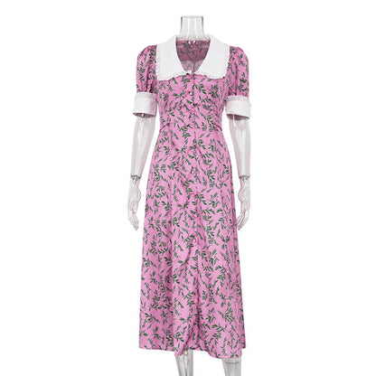 French Style Elegant Maxi Dress With Doll Collar