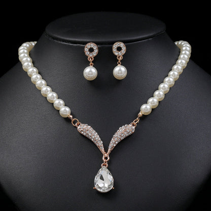 Trendy Pearl Necklace and Earring Set for Women