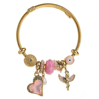 Angel Heart Alloy Beaded Bracelet Stainless Steel Women's Bracelet