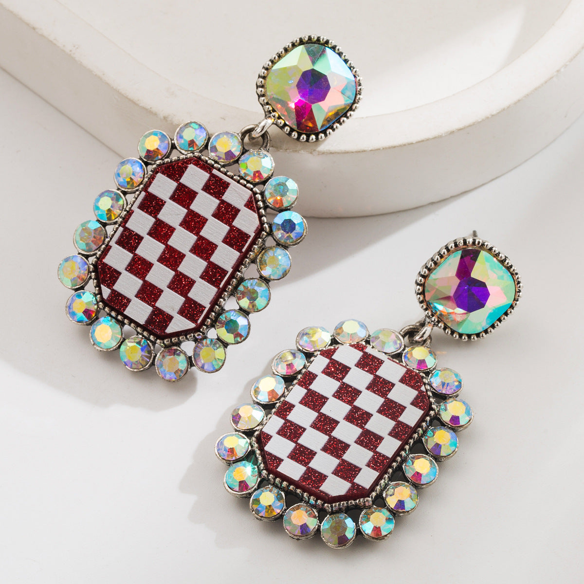 Trendy Geometric Earrings With Rhinestones in Alloy