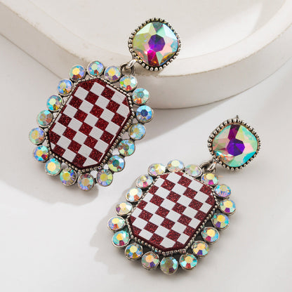 Trendy Geometric Earrings With Rhinestones in Alloy