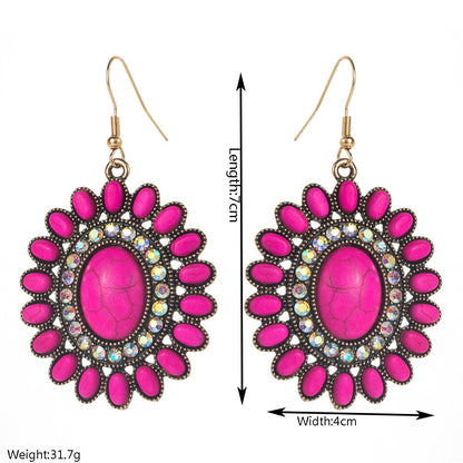 Turquoise Geometric Statement Earrings Vintage Style