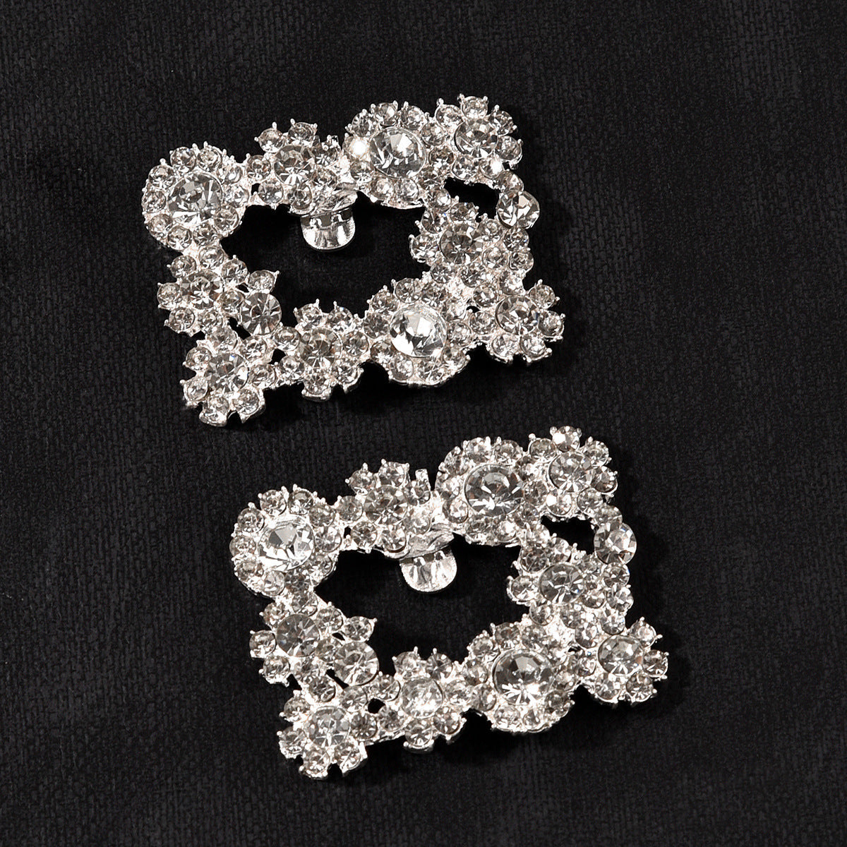 Bridal Shoe Accessories Square Crystal Metal Shoe Clips