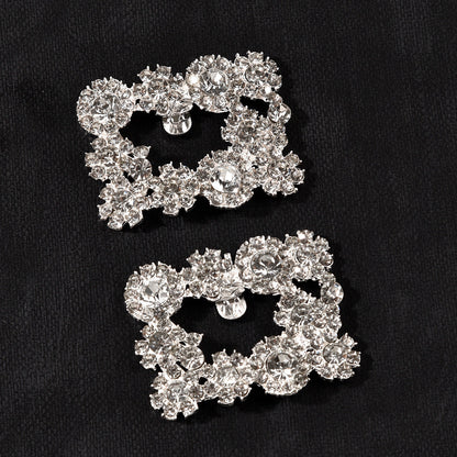 Bridal Shoe Accessories Square Crystal Metal Shoe Clips