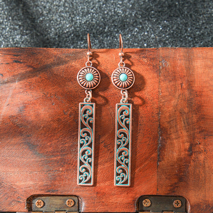 Retro Geometric Tassel Earrings Vintage Style for Women