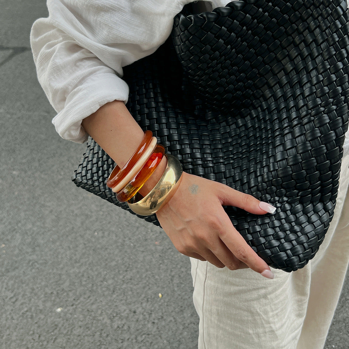 Trendy Vintage Ombre Resin Bangle Geometric Style Bracelet