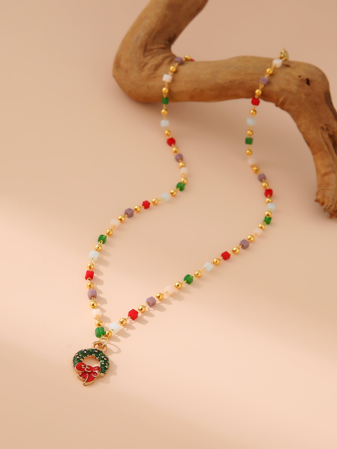Christmas Tree Santa Claus Pendant Necklace
