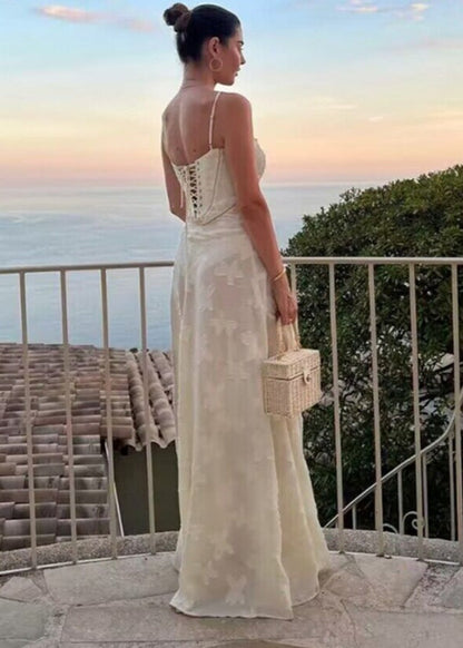 Floral Jacquard Maxi Dress With Spaghetti Straps