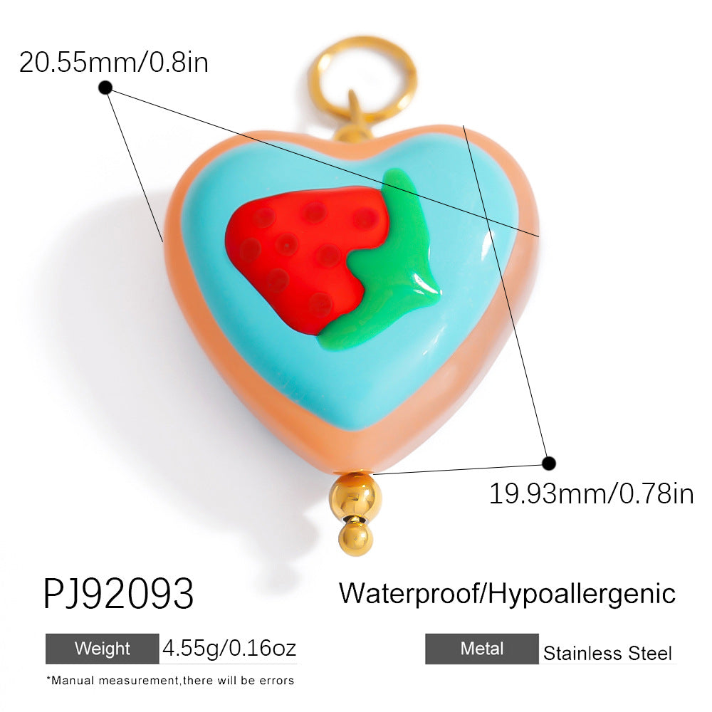 Hand-Painted DIY Jewelry Accessories Summer Dopamine Glass Heart Pendant