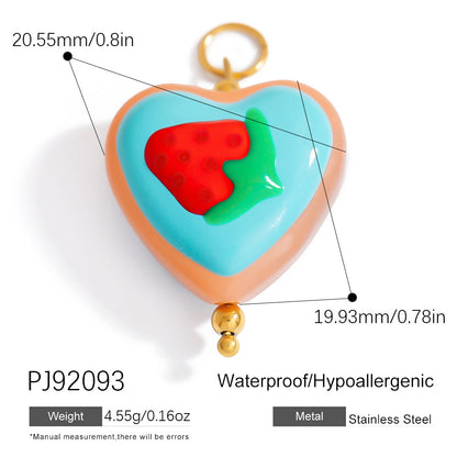 Hand-Painted DIY Jewelry Accessories Summer Dopamine Glass Heart Pendant