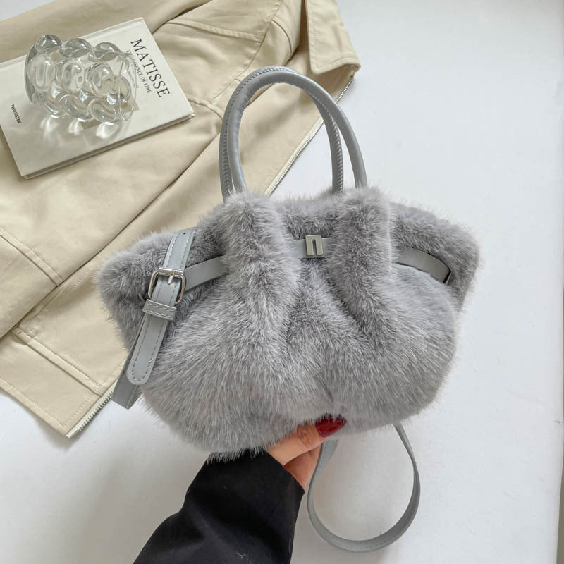 Soft Faux Fur Fluffy Tote Shoulder Bag