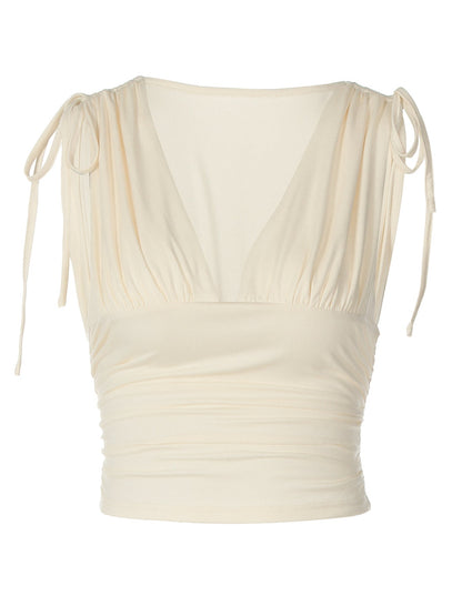 Sexy Deep V Neck Wrap Top Casual Slim Fit