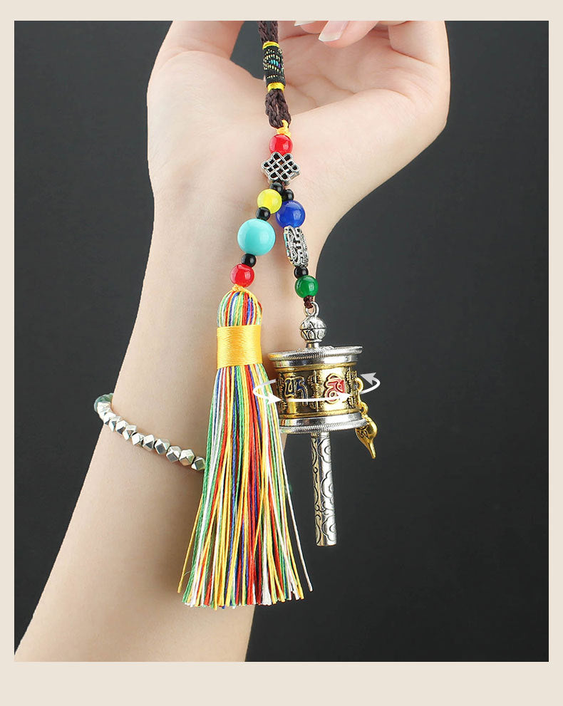Tibetan Six-Character Motto, Prayer Cylinder, Car Pendant, Wheel Turning, Charm, Car Interior Mirror, Men'S And Women'S Hanging Ornaments